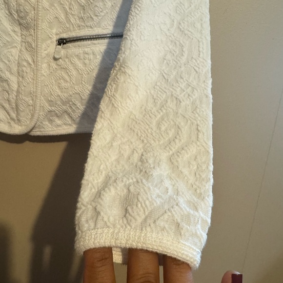 ANTHROPOLOGIE | Moth | W Small White quilted Jacquard Crochet lady Jacket boho - Picture 4 of 12